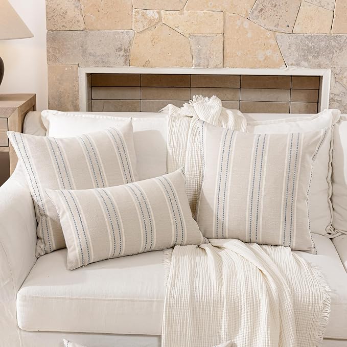 Hckot Throw Pillow Covers 20x20 Set of 2 Blue Pillow Covers Farmhouse - Image 5