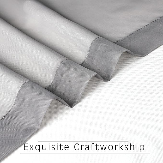 OWENIE Grey Sheer Curtains 72 Inches Long 2 Panels, Transparent Voile Sheer - Image 6