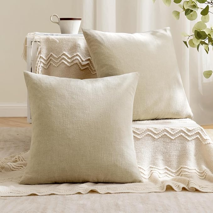 MIULEE Ivory Couch Pillow Covers 18x18 Inch - Image 4