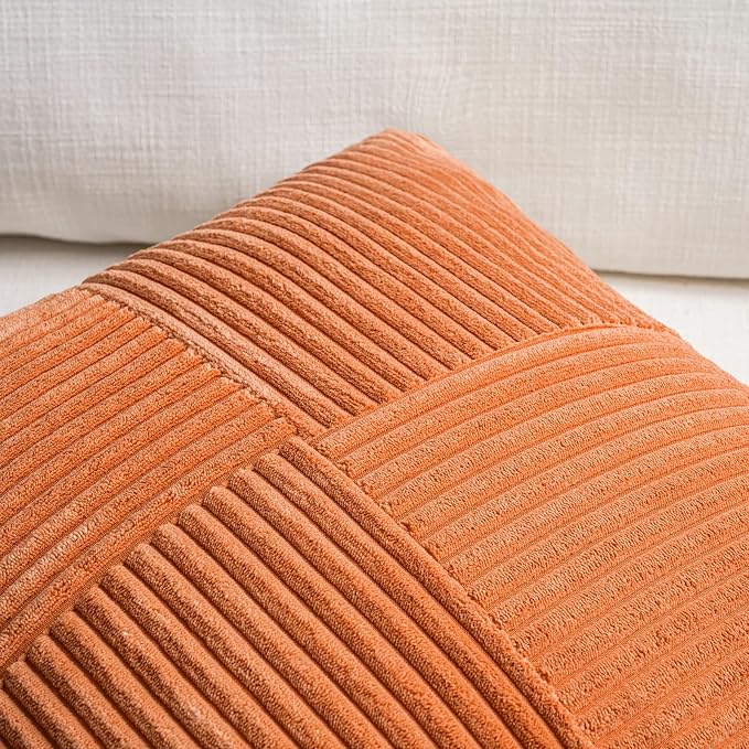 Fancy Homi 2 Packs Burnt Orange Decorative Throw Pillow Covers 22x22 Inch - Image 3