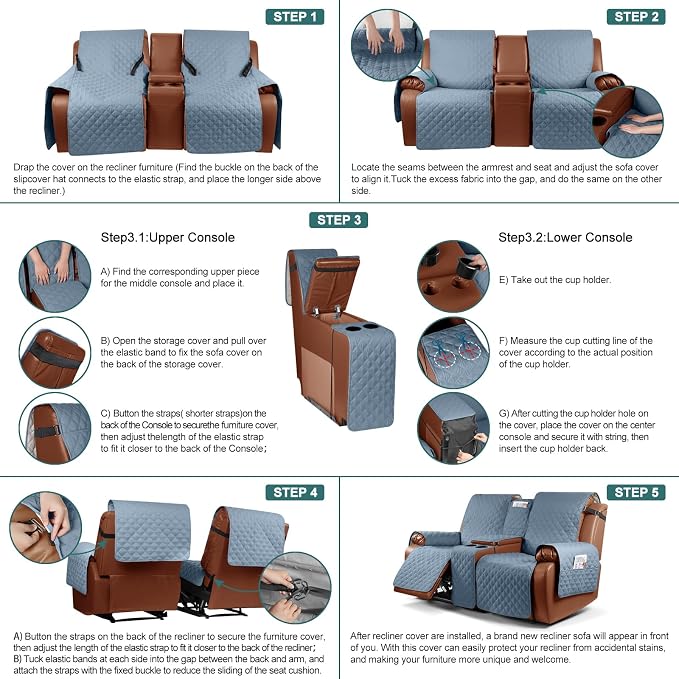 Ruaozz Waterproof Loveseat Recliner Cover - Image 7