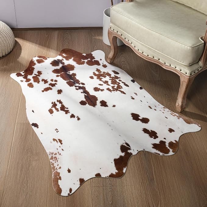 Easycozy Faux Cowhide Cow Print Rug: 3 x 4 Western Decor Faux Cowhide, - Image 5