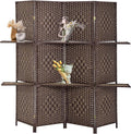 FDW Room Divider 4 Panel Room Screen Divider Wooden Screen Folding Portable by FDW