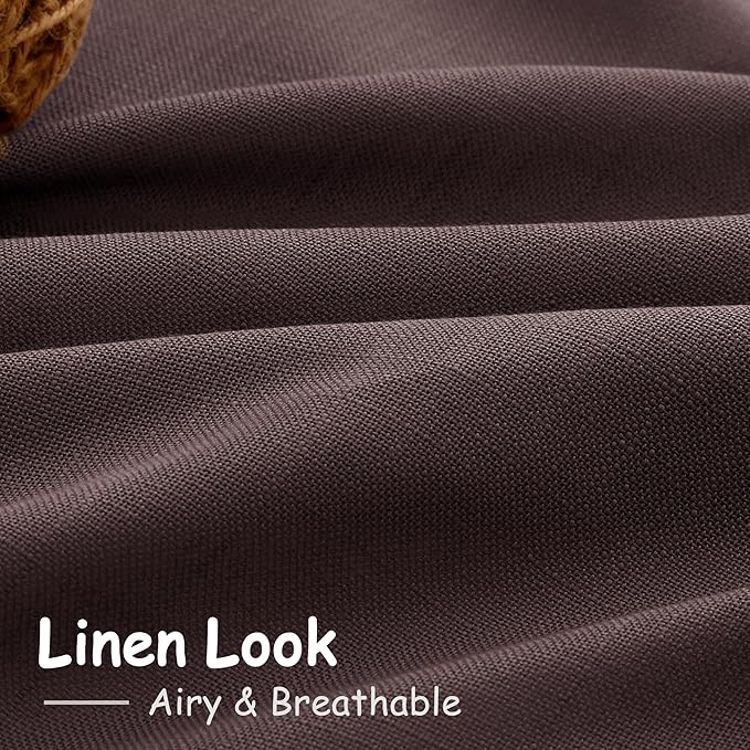 Coffee Brown Linen Curtains for Living Room 100 Inches Long Light Filtering - Image 4