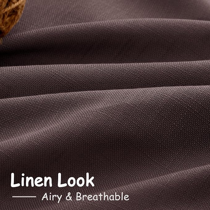 Coffee Brown Linen Curtains for Living Room 126 Inches Long Light Filtering - Image 4