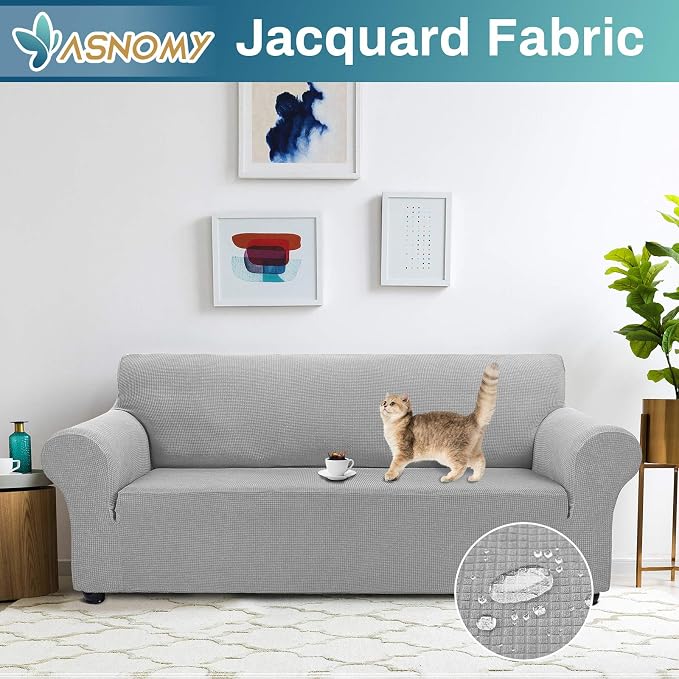Asnomy Couch Covers for 3 Cushion Couch Stretch Sofa Covers Slipcovers - Image 2