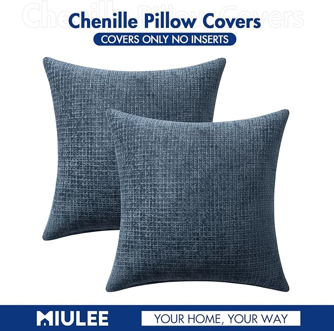 MIULEE Pack of 2 Couch Throw Pillow Covers 20x20 Inch Coastal Navy Blue Modern - Image 7