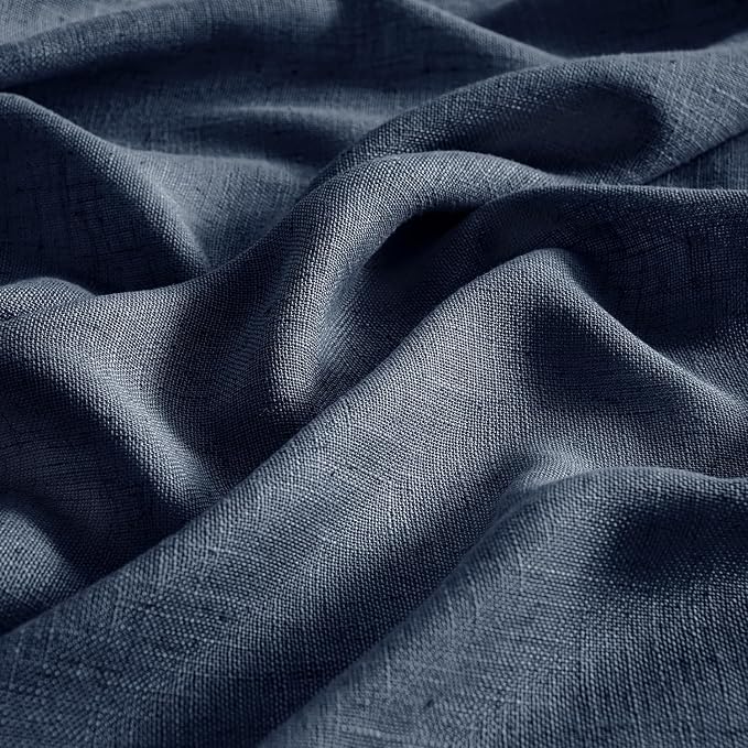 MIULEE Navy Blue Short Linen Curtains 45 Inch Length 2 Panels - Image 4
