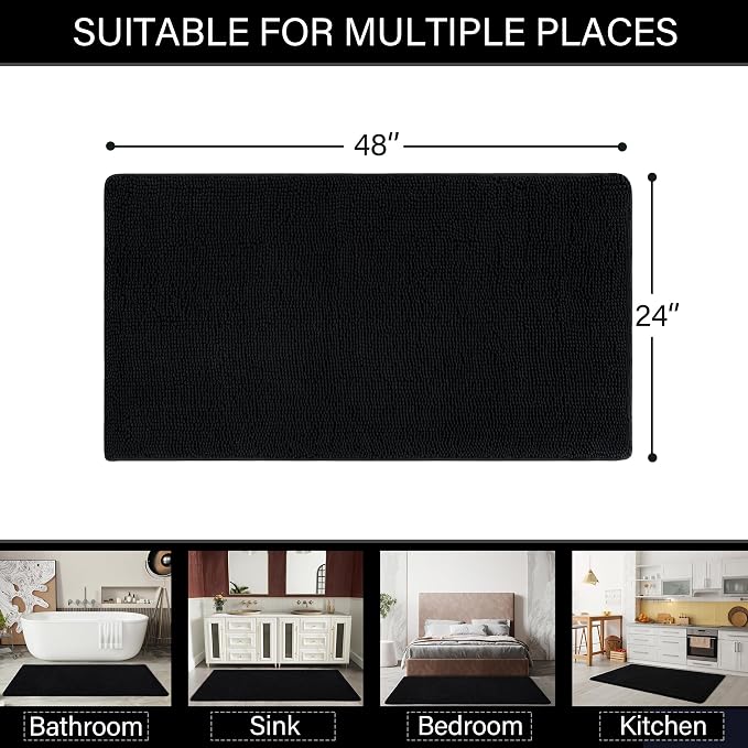 LOCHAS Luxury Bathroom Rug Shaggy Bath Mat 24 x 48 Inch, Washable Non Slip Bath - Image 2