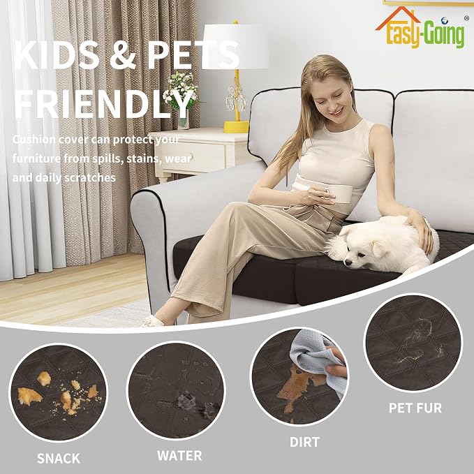 Easy-Going Waterproof Couch Cushion Covers, Non-Slip Leakproof Sofa Seat - Image 5