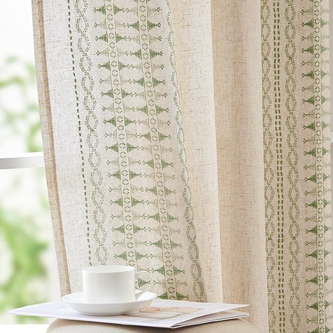 jinchan Boho Curtains for Bedroom Linen Blend Window Curtains 84 Inches Long 2 by JINCHAN