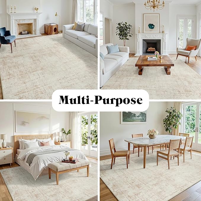 10x14 Area Rugs for Living Room Washable Rug: Anti-Skid Abstract Modern Living - Image 3