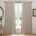 RYB HOME Natural Beige Linen Sheer Curtains 63 inches Long by RYBHOME