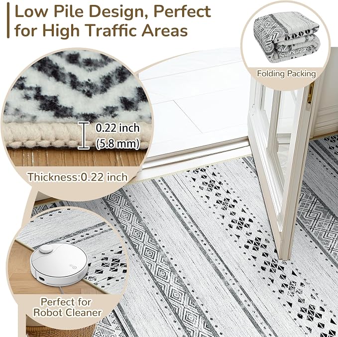 BESTSWEETIE 6x9 Area Rugs for Living Room Washable Moroccan Farmhouse Neutral - Image 3