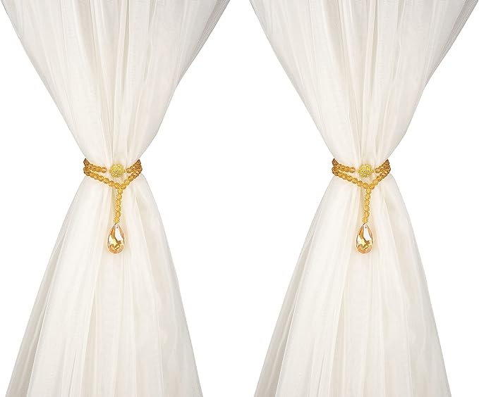 SUQ I OME 2 Pack of Luxury Crystal Beaded Magnetic Curtain Tieback and Holdback by SUQIOME