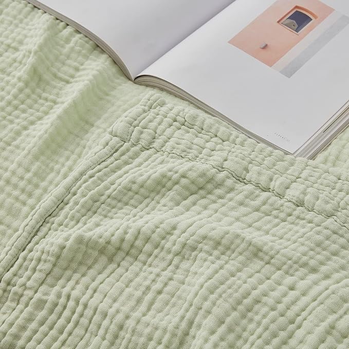 EMME Cotton Throw Blanket 100% Muslin Soft Blanket - Image 5