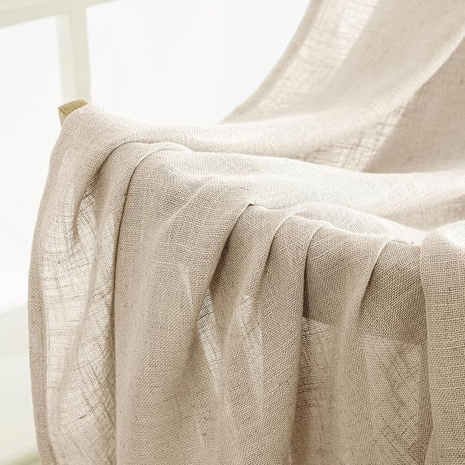 MIULEE Light Taupe Linen Curtains 90 Inch Long 2 Panels - Image 6