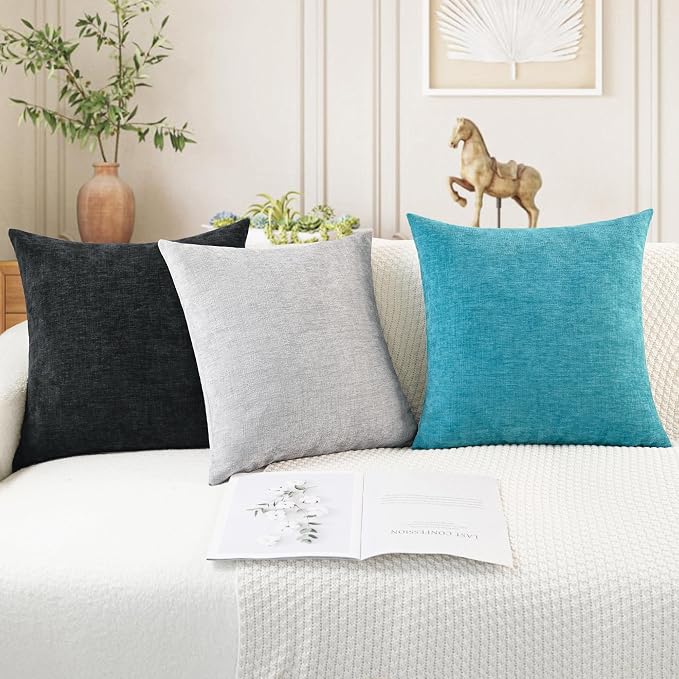 CaliTime Throw Pillow Covers Decorative 18 X 18 Inches Pack of 4 Cozy Chenille - Image 5