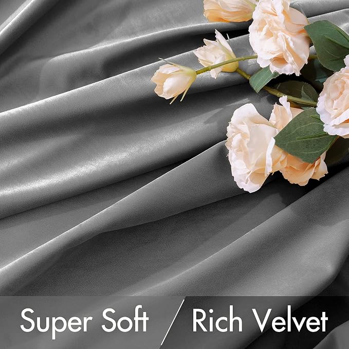MIULEE Grey Velvet Curtains 84 inches 2 Panels - Image 4