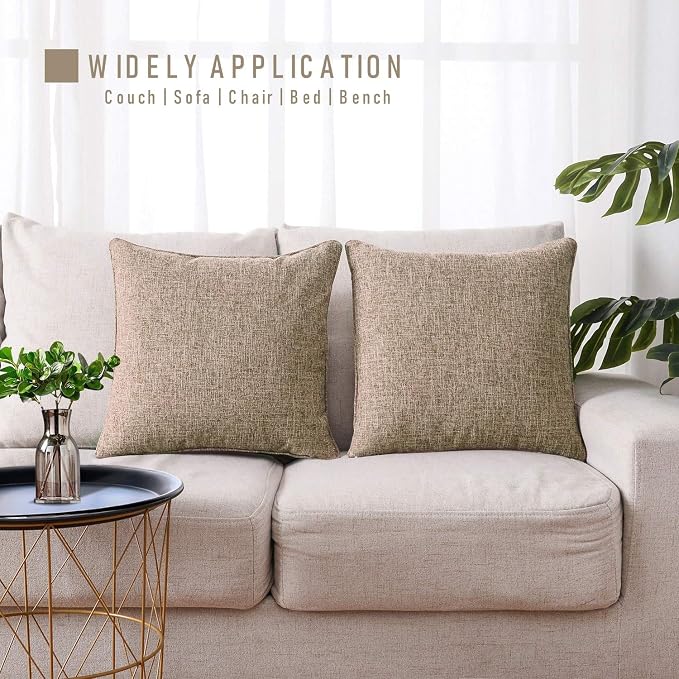 HPUK Pack of 2 Tan Throw Pillow Covers, 18x18 inch Accent Throw Pillows - Image 5