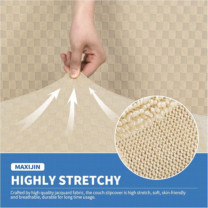 MAXIJIN 4 Piece Jacquard Extra Large Couch Covers - Image 5