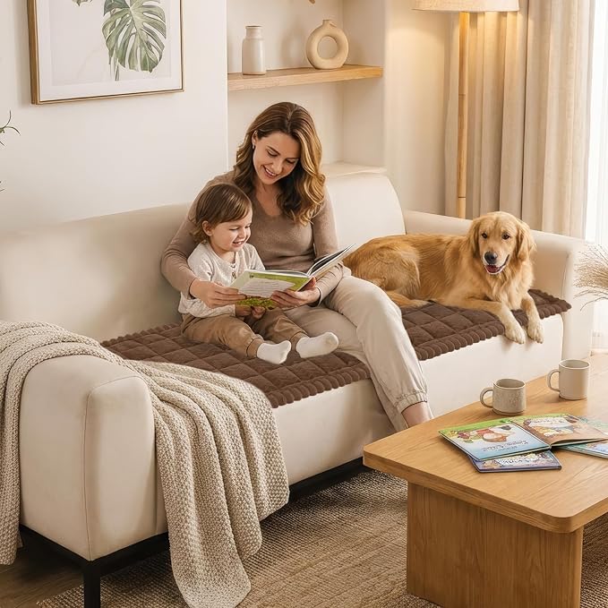 Smiry Non Slip Couch Covers for Dogs, Fuzzy Pet Couch Covers for 3 Cushion Sofa - Image 7