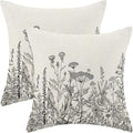 AEIOAE Black White Gray Pillow Covers 20x20 Inch Set of 2, Spring Wildflower by AEIOAE