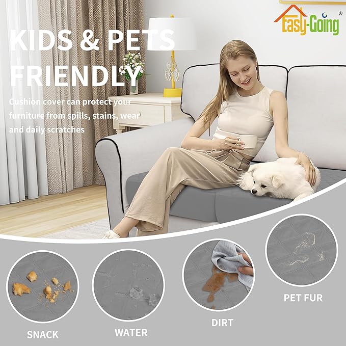 Easy-Going Waterproof Couch Cushion Covers, Non-Slip Leakproof Sofa Seat - Image 5