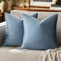 GIGIZAZA Stone Blue Velvet Decorative Throw Pillow Covers 20x20 by GIGIZAZAFocusingonhomedecoration
