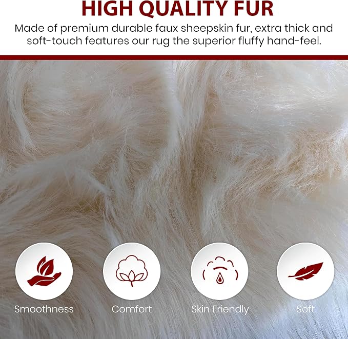 Free Shape Luxury Soft Fluffy Shag Area Rug Sexto 6 Pelts 6'x6', 180x180 cm - Image 2