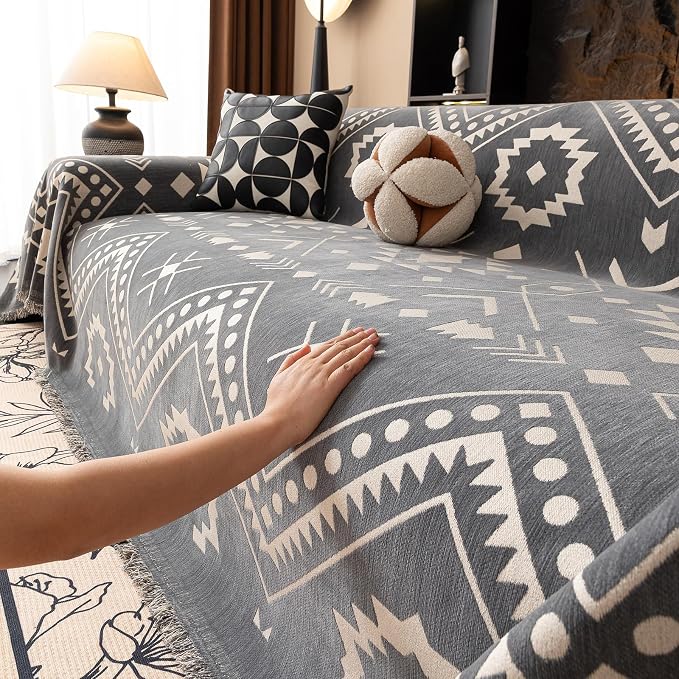 VClife Aztec Geometric Chenille Couch Cover Washable Sofa Cover - Image 9