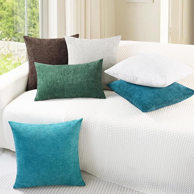 CaliTime Throw Pillow Covers Decorative 26 X 26 Inches Pack of 2 Cozy Chenille - Image 4