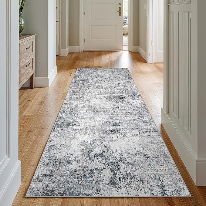 3x7 Washable Hallway Runner Rug – Abstract Non-Slip Mat by Puino