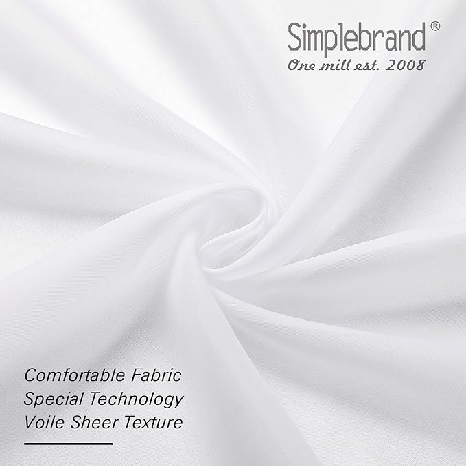 Simplebrand Sheer White Curtains 108 Inches Long, Extra Long Rod Pocket Solid - Image 5