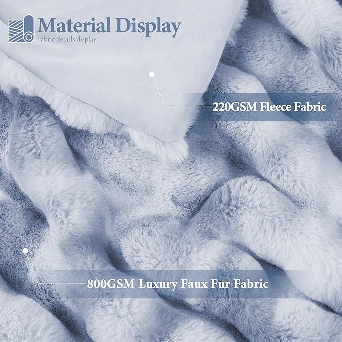Touchat Luxury 1000GSM Faux Rabbit Fur Throw Blanket, Super Heavy Warm Cozy - Image 2