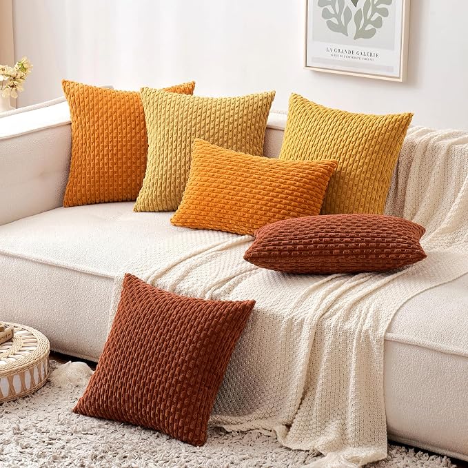 MIULEE Pack of 2 Decorative Throw Pillow Covers 18x18 Inch Soft Boho Striped - Image 4