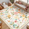 RELEANY Floral Nursery 9x12 Area Rugs Washable Print Boho Cute Carpet Non Slip by RELEANY