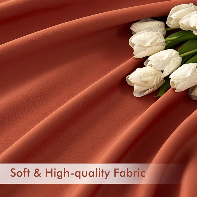 MIULEE Back Tab Burnt Orange Blackout Curtains 120 Inch Long 2 Panels Set - Image 6