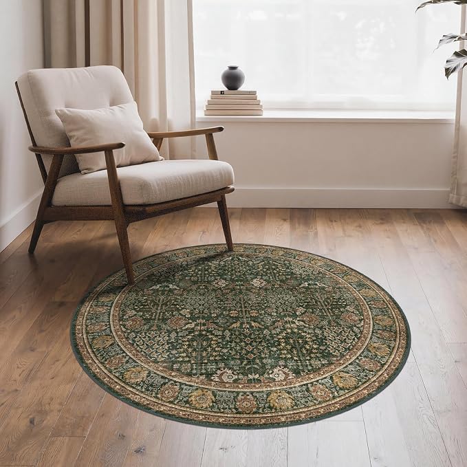 Bavni Round Rug 3ft-Machine Washable Area Rugs Non-Slip by BAVNI