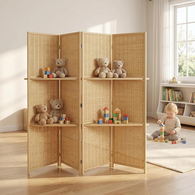 Bluecat 4 Panel Bamboo Room Divider - Image 5