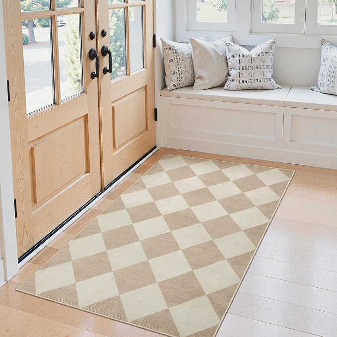 Beeiva Checkered Print 3x5 Washable Area Rug - Image 3