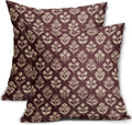 Burgundy Red Floral Block Print Pillow Covers 16x16 Inch Set of 2, Vintage by Sivirary