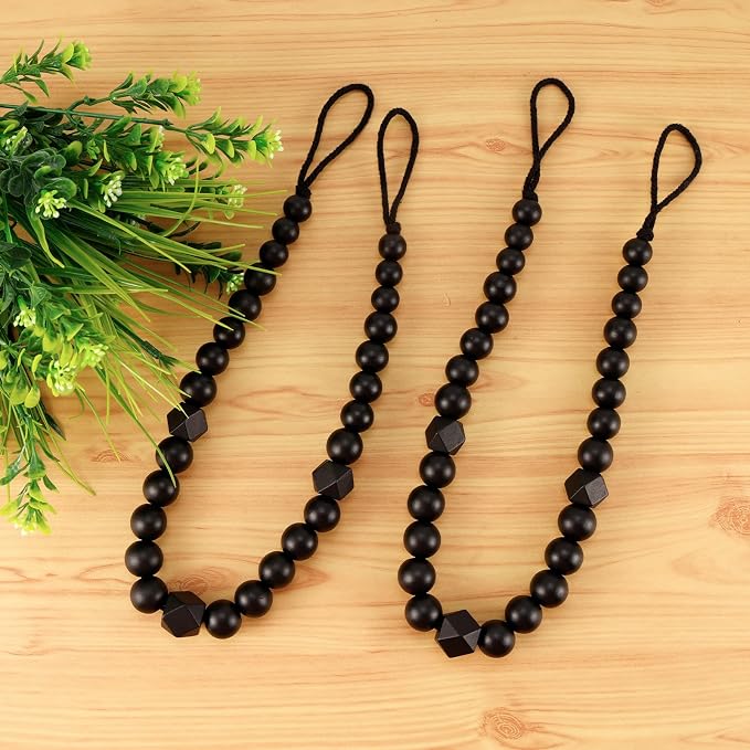 Wood Bead Curtain Tiebacks, KLOGTSIND Set of 2 Curtain Holdbacks - Image 6