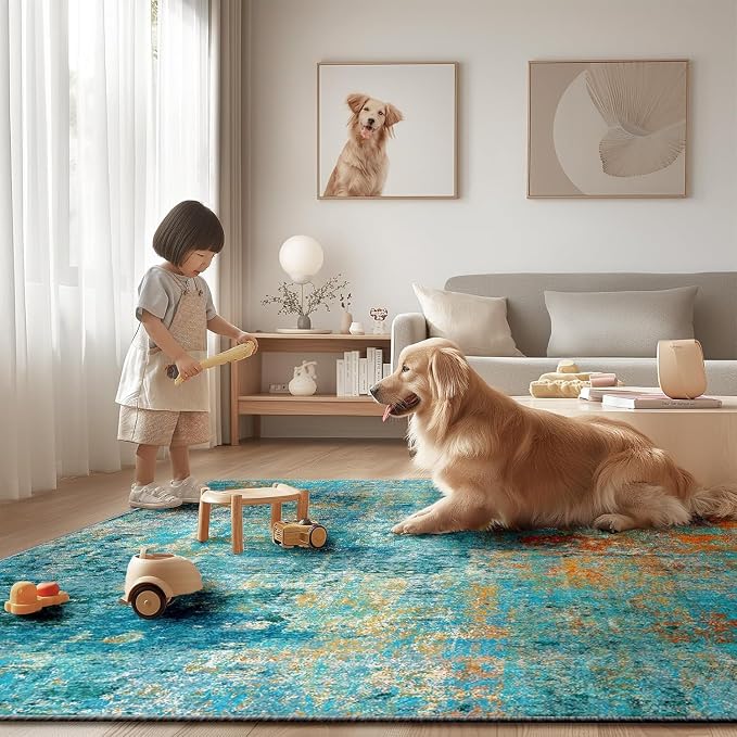 Washable Area Rugs 8ft Non-Slip Modern Abstract Soft - Image 8