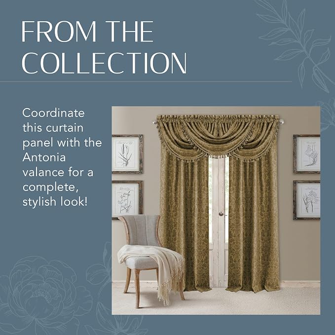 Elrene Home Fashions Antonia Floral Damask Blackout Single Window Curtain Panel - Image 6