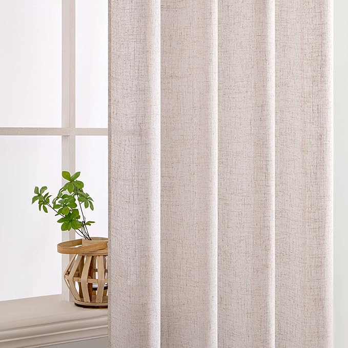 MIULEE Natural White Linen Curtains 108 Inches Long - Image 5