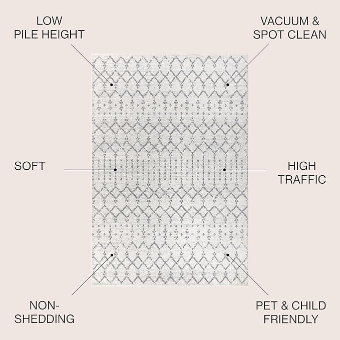 JONATHAN Y Boho Vintage Diamond Cream/Gray Indoor Area Rug 12X15 ft, Moroccan - Image 2