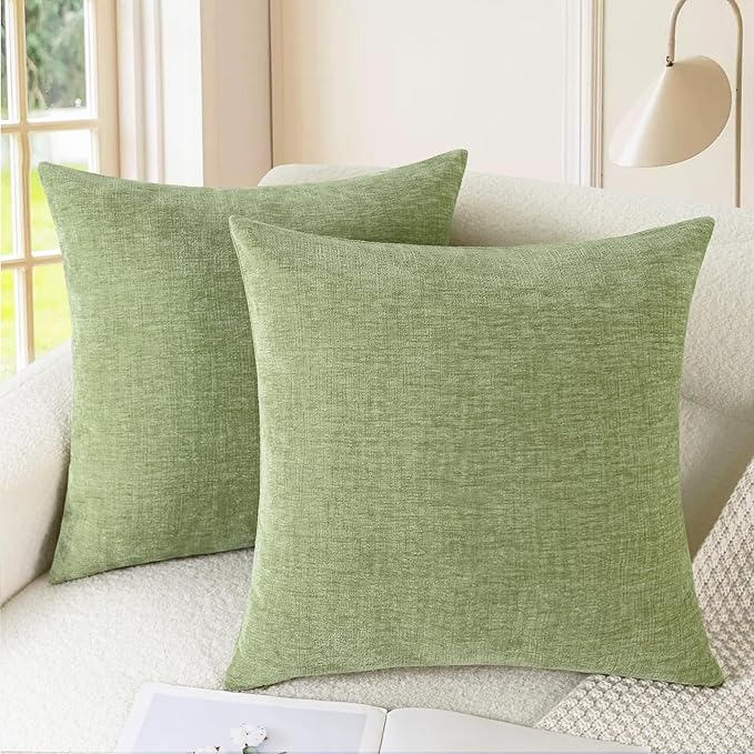 CaliTime Throw Pillow Covers Decorative 18 X 18 Inches Pack of 2 Cozy Chenille by CaliTime