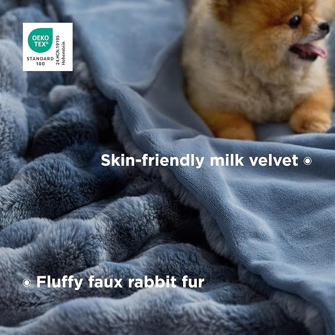 Bedsure GentleSoft Fluffy Fuzzy Tie-dye Blue Throw Blanket, Soft Cozy Fleece - Image 3