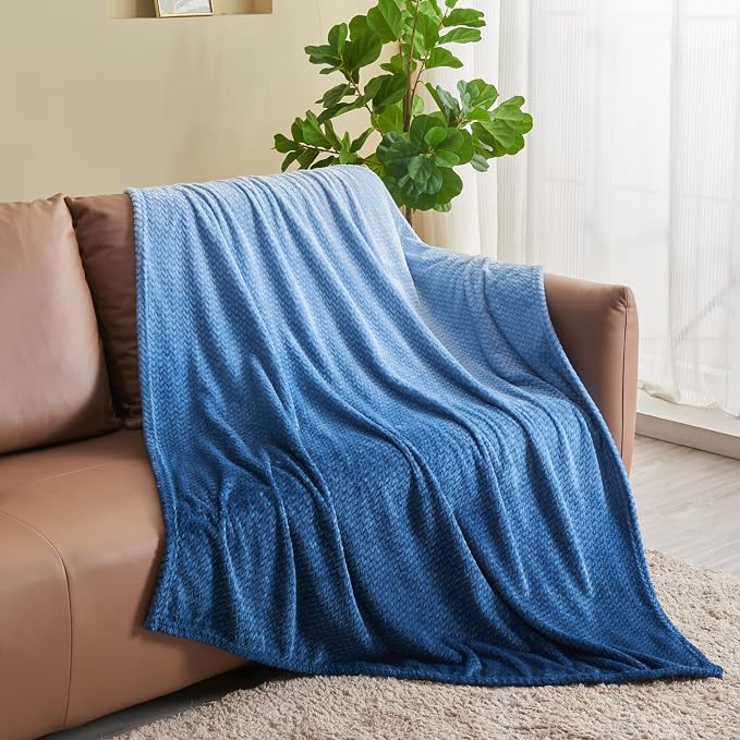 NEWCOSPLAY Super Soft Throw Blanket Ombre Blue Premium Silky Flannel Fleece - Image 2